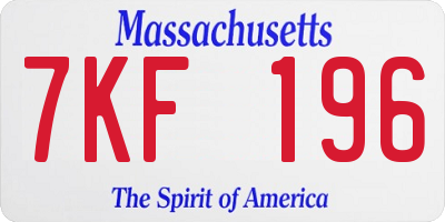 MA license plate 7KF196