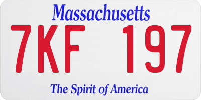 MA license plate 7KF197