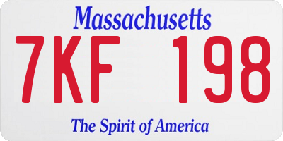 MA license plate 7KF198
