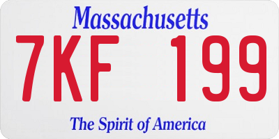 MA license plate 7KF199