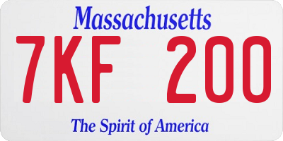 MA license plate 7KF200