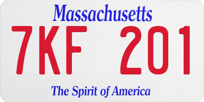 MA license plate 7KF201