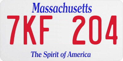 MA license plate 7KF204