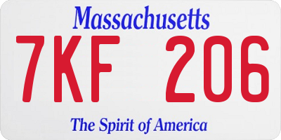 MA license plate 7KF206