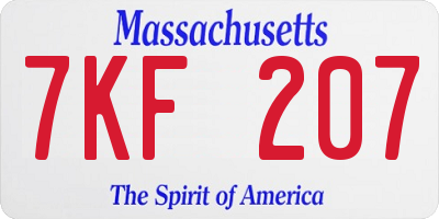 MA license plate 7KF207