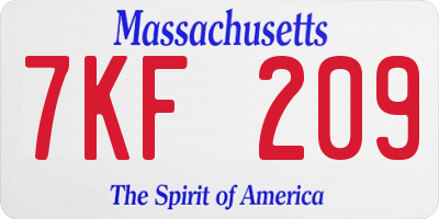 MA license plate 7KF209