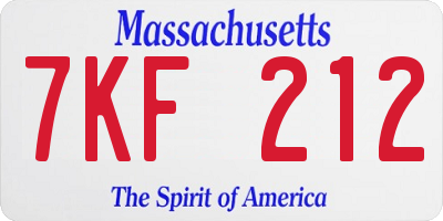 MA license plate 7KF212