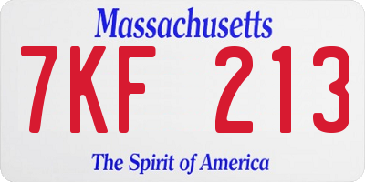 MA license plate 7KF213