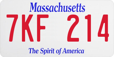 MA license plate 7KF214