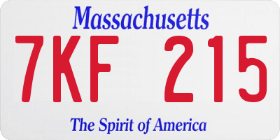 MA license plate 7KF215