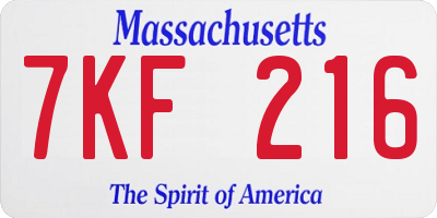 MA license plate 7KF216