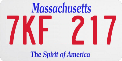 MA license plate 7KF217