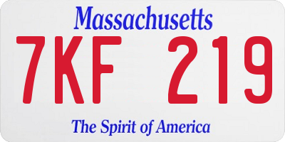 MA license plate 7KF219