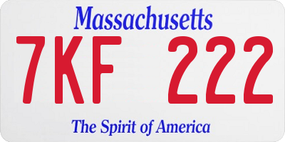 MA license plate 7KF222