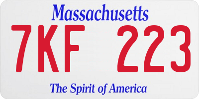 MA license plate 7KF223