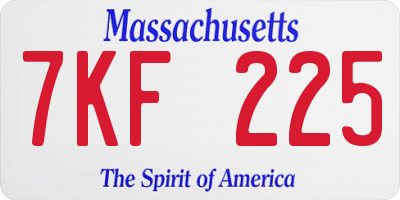 MA license plate 7KF225