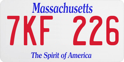 MA license plate 7KF226