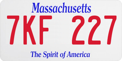 MA license plate 7KF227