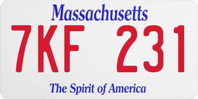 MA license plate 7KF231