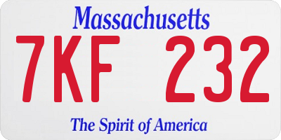 MA license plate 7KF232