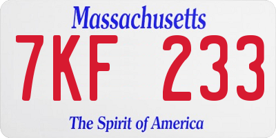 MA license plate 7KF233