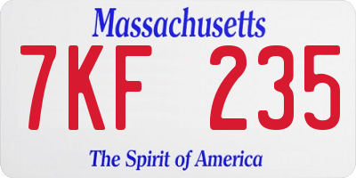 MA license plate 7KF235