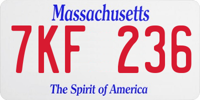 MA license plate 7KF236