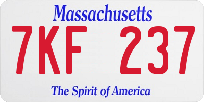 MA license plate 7KF237