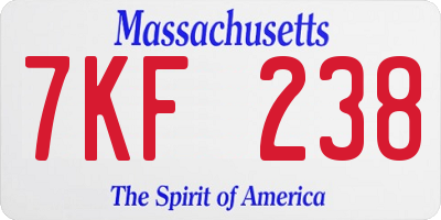 MA license plate 7KF238