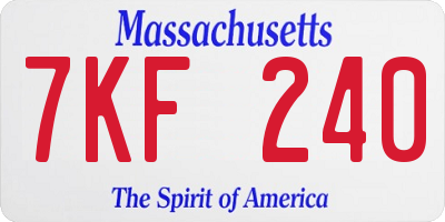 MA license plate 7KF240