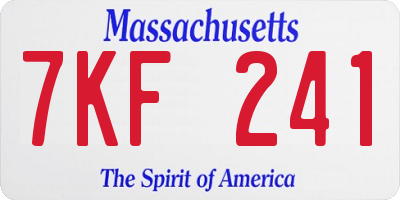 MA license plate 7KF241