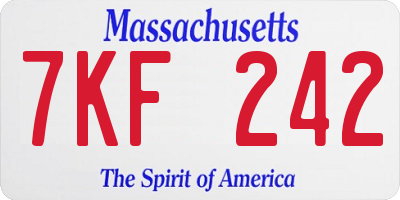 MA license plate 7KF242