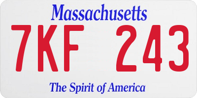 MA license plate 7KF243