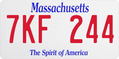 MA license plate 7KF244