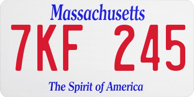 MA license plate 7KF245