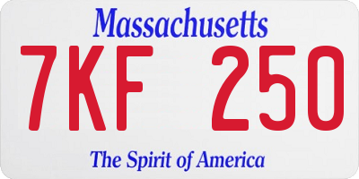 MA license plate 7KF250