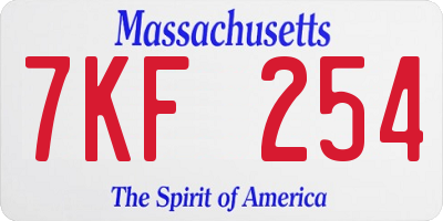 MA license plate 7KF254