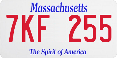 MA license plate 7KF255