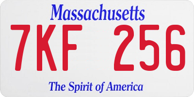 MA license plate 7KF256
