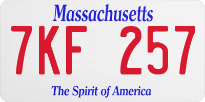 MA license plate 7KF257