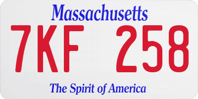 MA license plate 7KF258