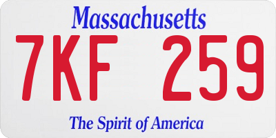 MA license plate 7KF259