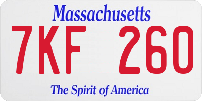 MA license plate 7KF260