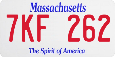 MA license plate 7KF262
