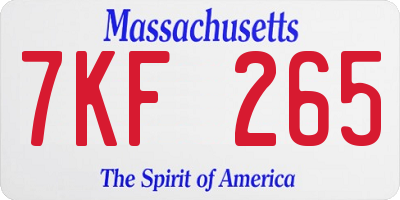 MA license plate 7KF265