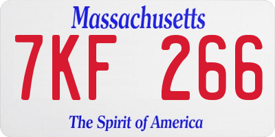 MA license plate 7KF266