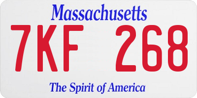 MA license plate 7KF268