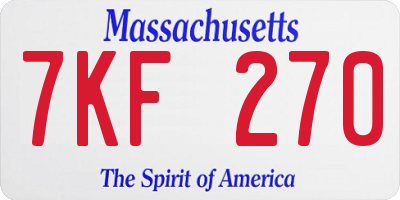MA license plate 7KF270