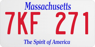 MA license plate 7KF271
