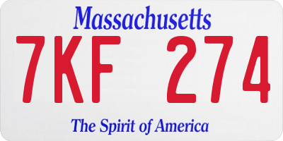 MA license plate 7KF274